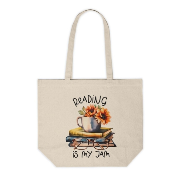 Reading Is My Jam Custom Canvas Tote Bag - Picture 1 of 4